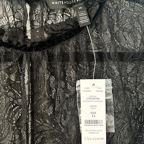 White House Black Market Contrast Lace Bodice Blouse – Size 14 – NWT - Picture 9 of 16